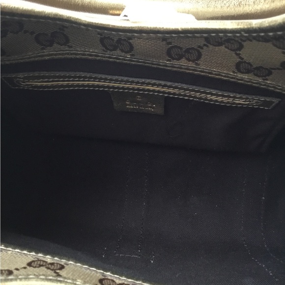 Gucci Gold and Brown Monogram Shoulder Bag shiny glaze 100% authentic - Picture 9 of 9